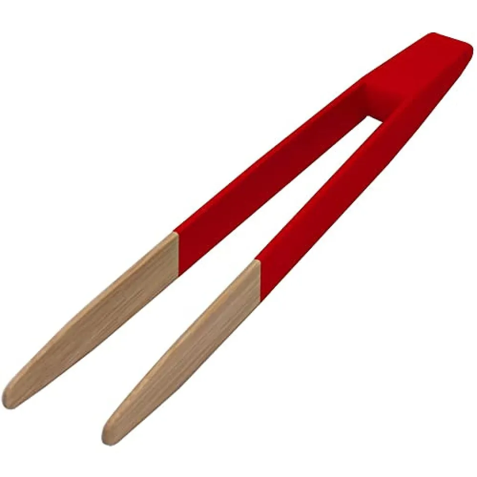 pebbly-pince-toast-aimant-e-en-bambou-naturel-avec-branches-fines-24-cm-rouge image 1