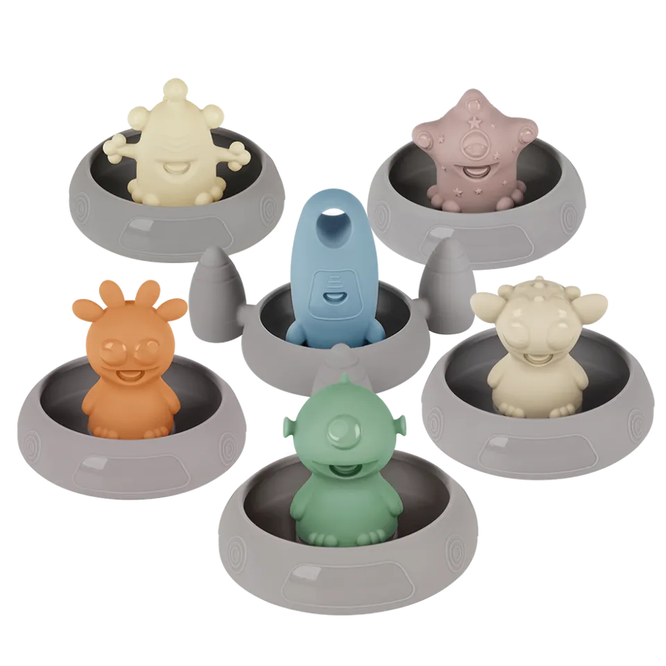 jouets-de-bain-alien-explorers-en-silicone-haakaa-5-pi-ces-vaisseau image 1