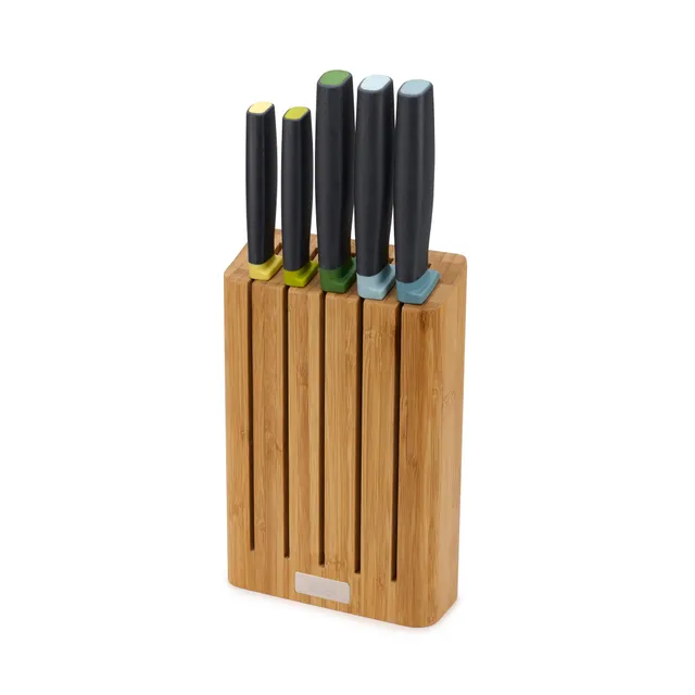 joseph-joseph-elevate-lot-de-5-couteaux-de-cuisine-avec-bloc-en-bambou-acier-jap image 1