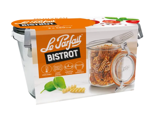 le-parfait-bistrot-set-de-2-bocaux-en-verre-avec-clips-inox-pour-st-rilisation-e image 1