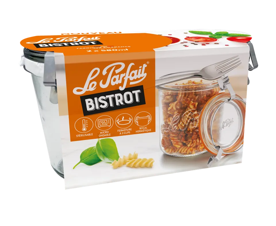 le-parfait-bistrot-set-de-2-bocaux-en-verre-avec-clips-inox-pour-st-rilisation-e image 1