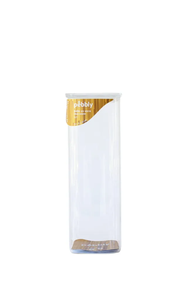 pebbly-bo-te-de-conservation-en-verre-carr-e-haute-avec-couvercle-en-verre-500-m image 1