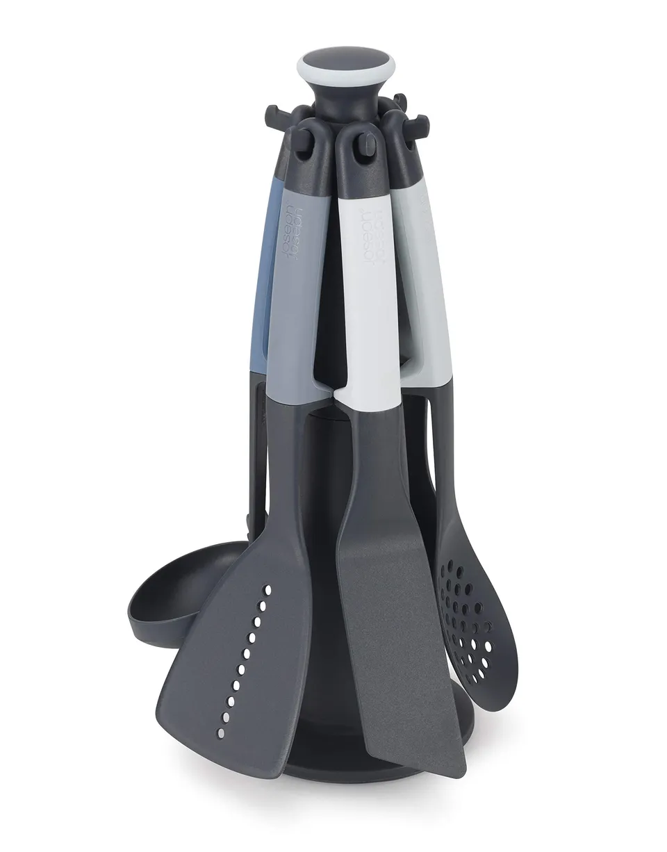 joseph-joseph-elevate-lot-de-6-ustensiles-de-cuisine-en-nylon-avec-support-rotat image 1
