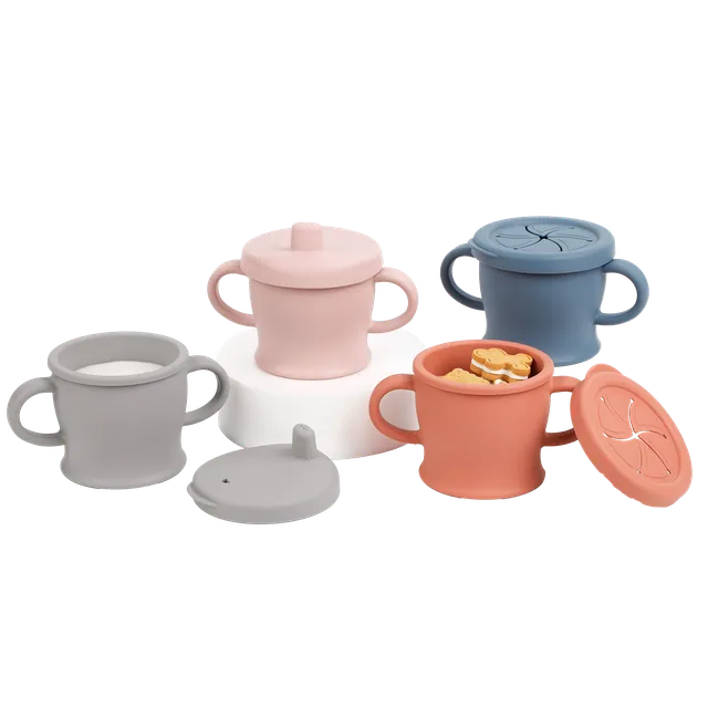 gobelet-en-silicone-haakaa-sip-n-snack-avec-deux-couvercles-interchangeables image 1