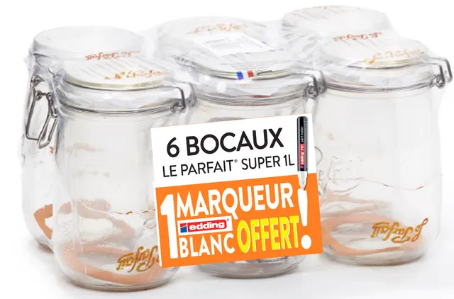 pack-promo-6-bocaux-super-1-l-le-parfait-1-marqueur-blanc-offert image 1