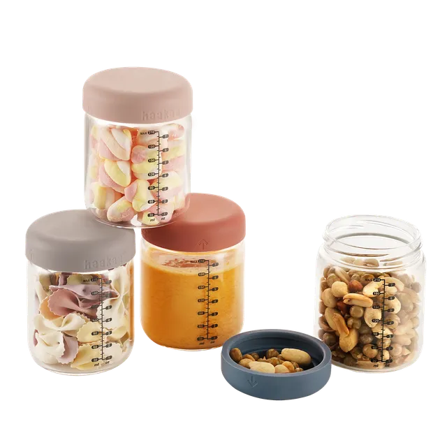 haakaa-ensemble-de-4-bocaux-en-verre-avec-couvercles-silicone-herm-tiques-210-ml image 1