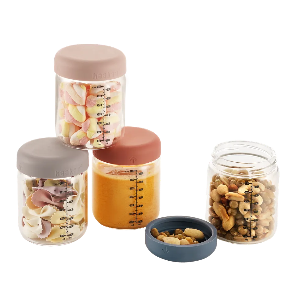 haakaa-ensemble-de-4-bocaux-en-verre-avec-couvercles-silicone-herm-tiques-210-ml image 1