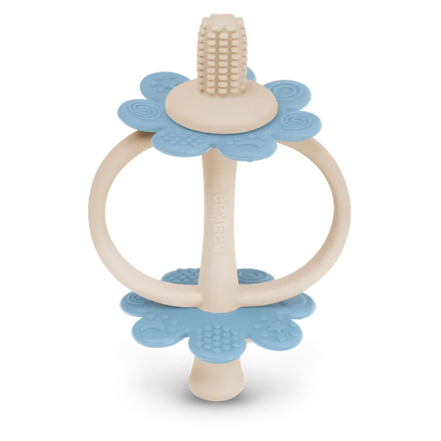 anneau-de-dentition-en-silicone-haakaa-fleur-double-avec-brosses image 1