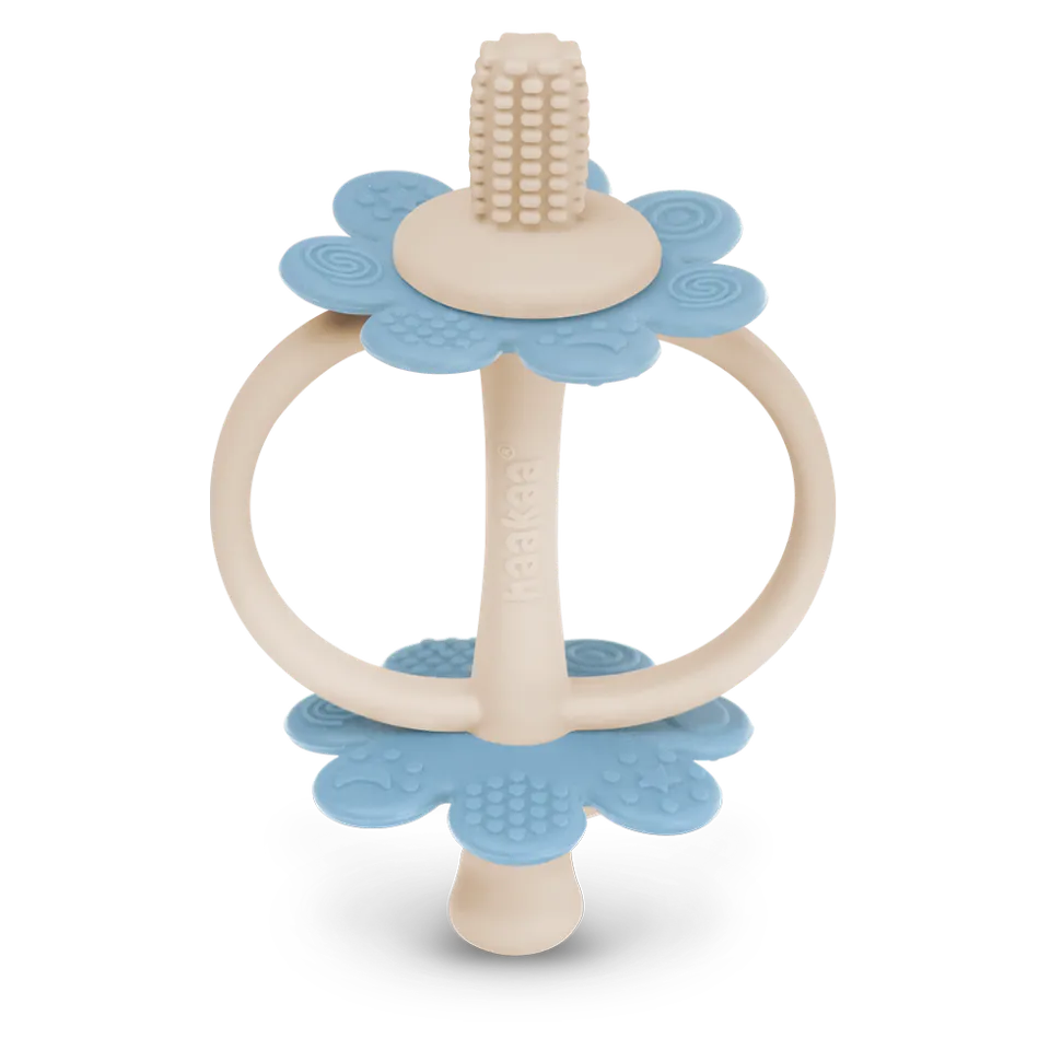 anneau-de-dentition-en-silicone-haakaa-fleur-double-avec-brosses image 1