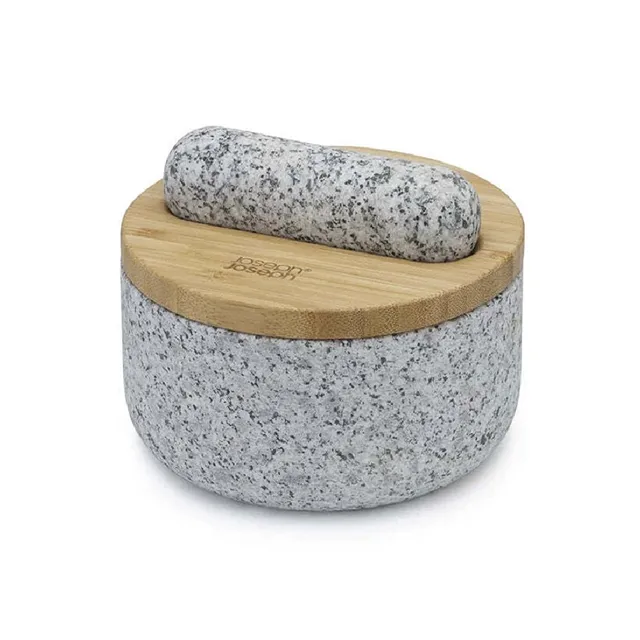 mortier-et-pilon-joseph-joseph-dash-en-granit-naturel-avec-couvercle-en-bambou image 1