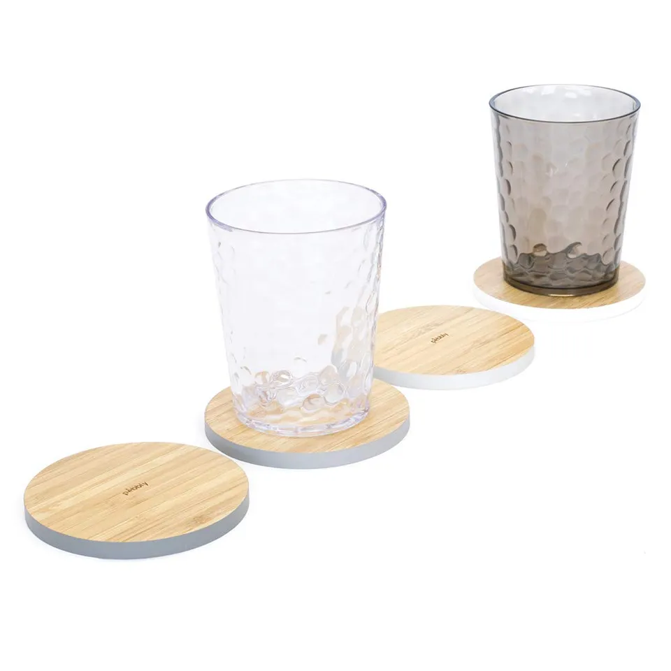 pebbly-set-de-4-dessous-de-verres-en-bambou-gris-blanc-diam-tre-10-cm image 1