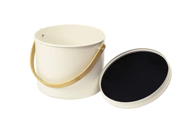 pebbly-seau-compost-d-int-rieur-en-m-tal-7-l-avec-anse-bambou-et-filtre-charbon- image 1