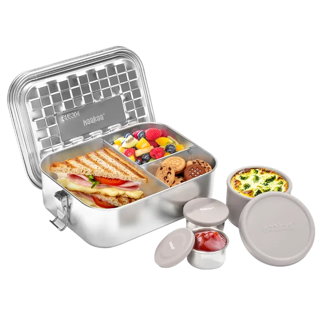 lunchbox-en-acier-inoxydable-haakaa-avec-bo-tes-snacks image 1