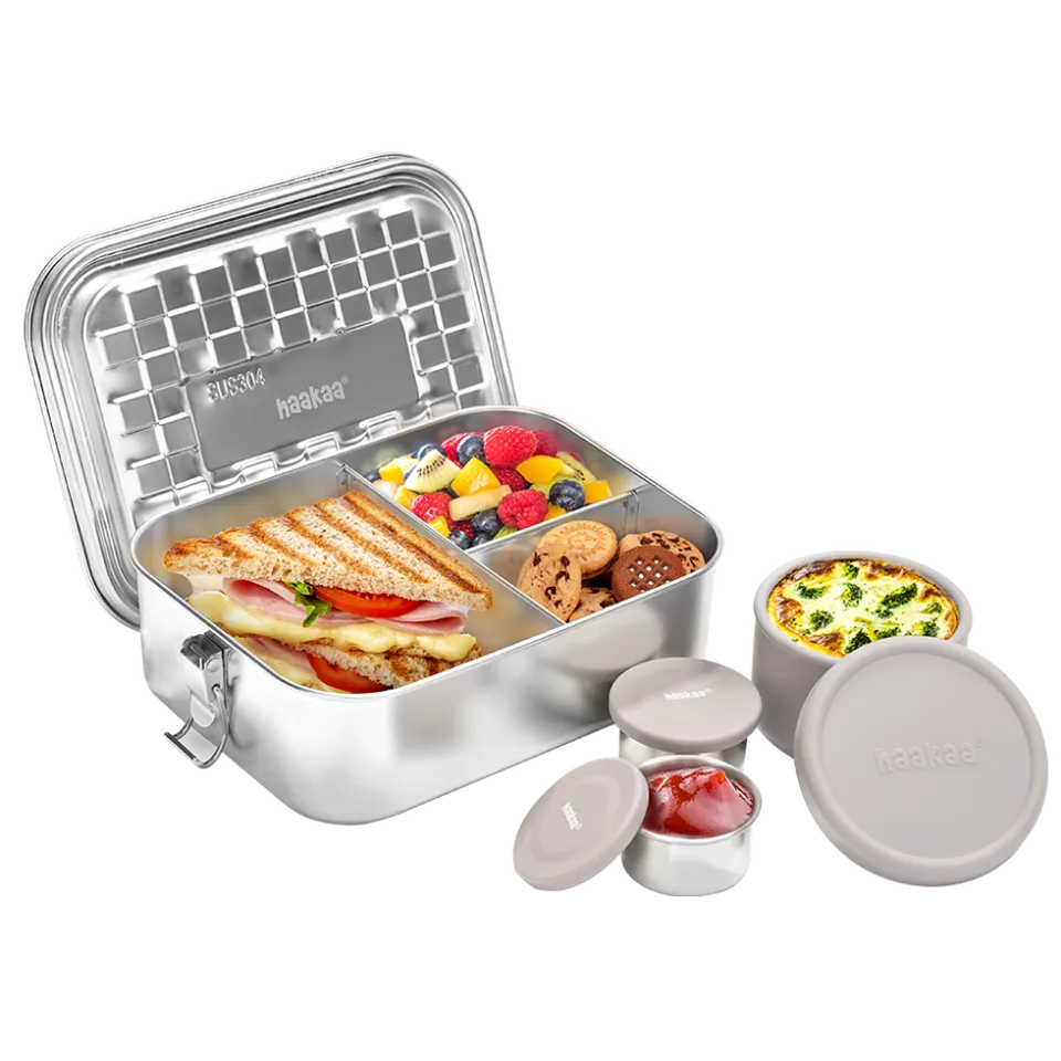 lunchbox-en-acier-inoxydable-haakaa-avec-bo-tes-snacks image 1