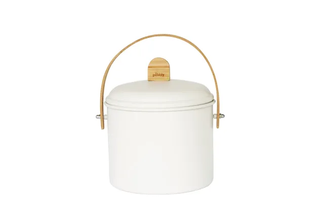 pebbly-seau-compost-d-int-rieur-en-acier-avec-anse-en-bambou-3-5-l-cr-me-filtre- image 1