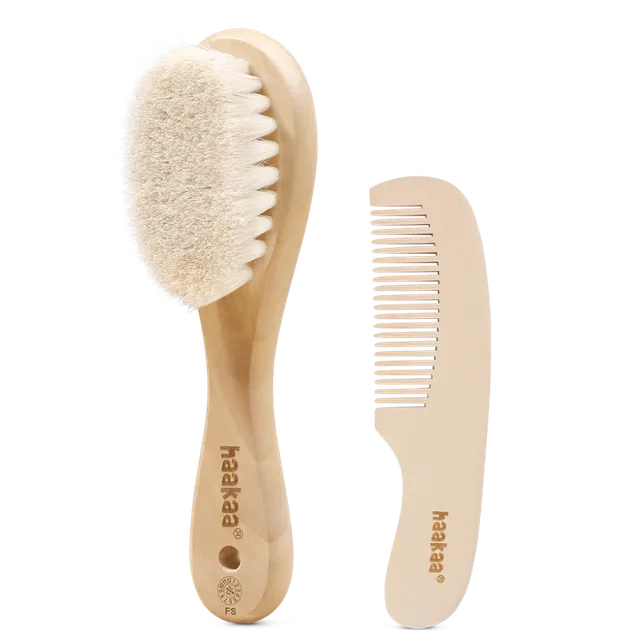 brosse-pour-b-b-en-laine-de-mouton-haakaa image 1