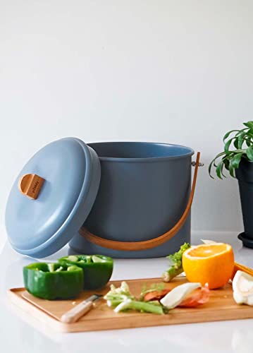 seau-compost-d-int-rieur-pebbly-en-acier-et-bambou-7-l-filtre-charbon-inclus-gri image 6