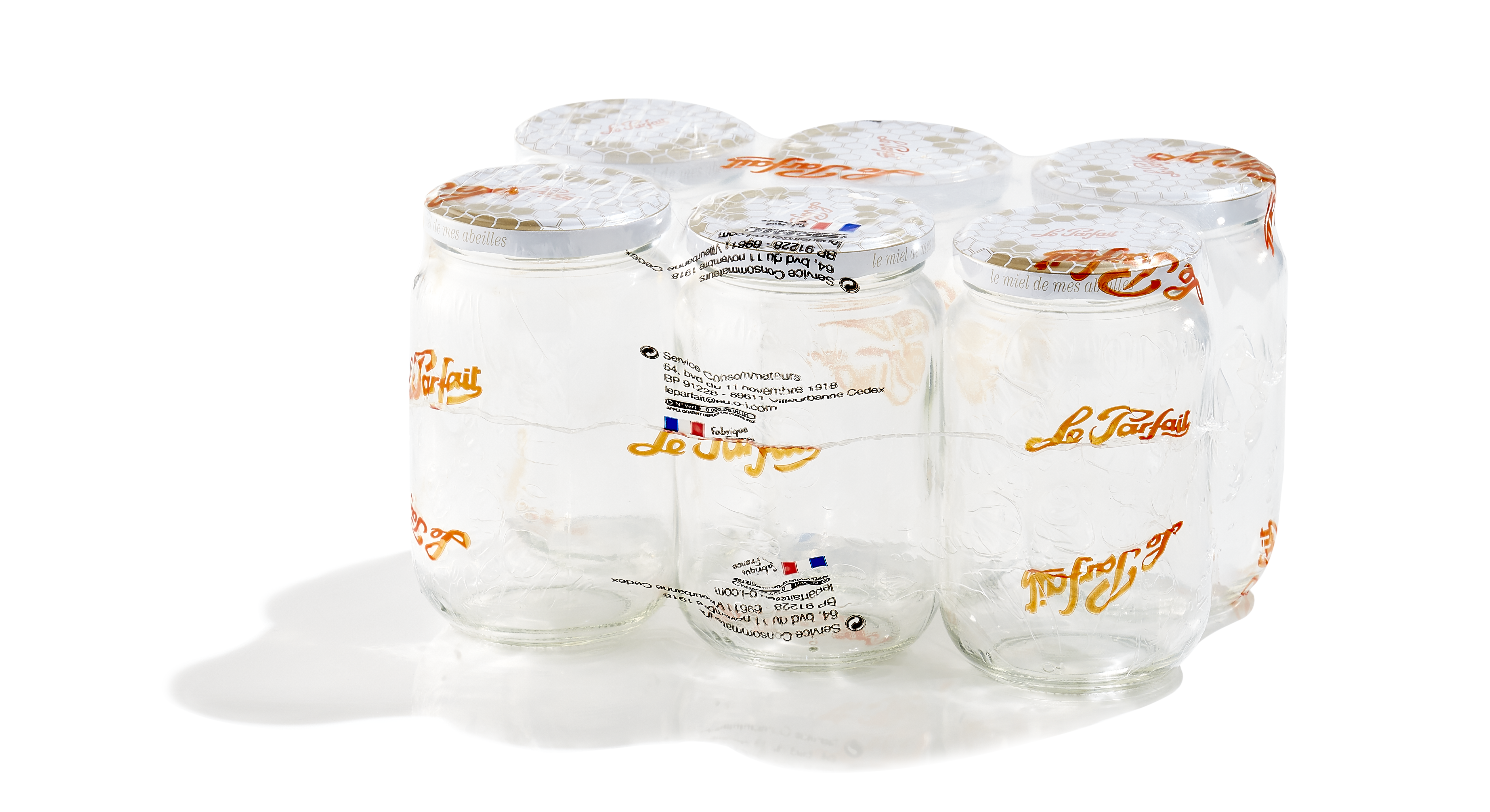 le-parfait-lot-de-6-pots-miel-avec-couvercles-m-talliques-gaufr-s image 1