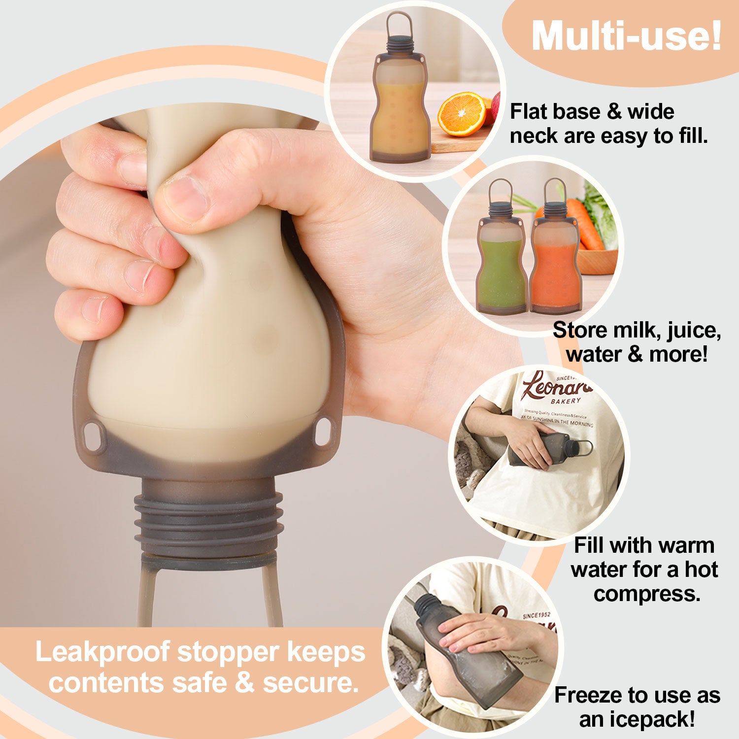 sachets-de-conservation-de-lait-maternel-en-silicone-r-utilisables-haakaa-260-ml image 5