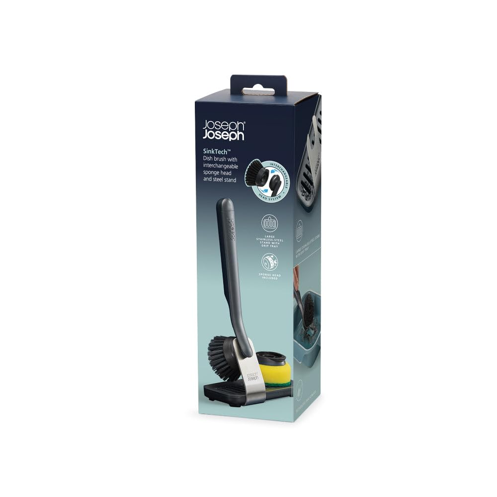 joseph-joseph-sinktech-set-brosse-vaisselle-et-ponge-avec-support-en-acier-inoxy image 4