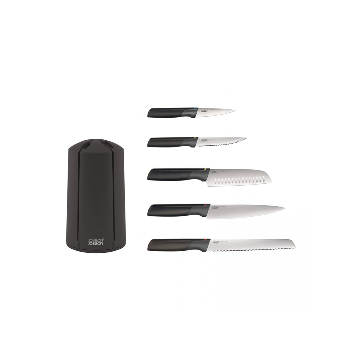 joseph-joseph-elevate-set-de-5-couteaux-avec-bloc-rotatif-carousel-lames-en-acie image 2