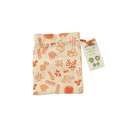 pebbly-sac-vrac-alimentaire-r-utilisable-en-coton-bio-orange-15x20cm-avec-cordon image 8