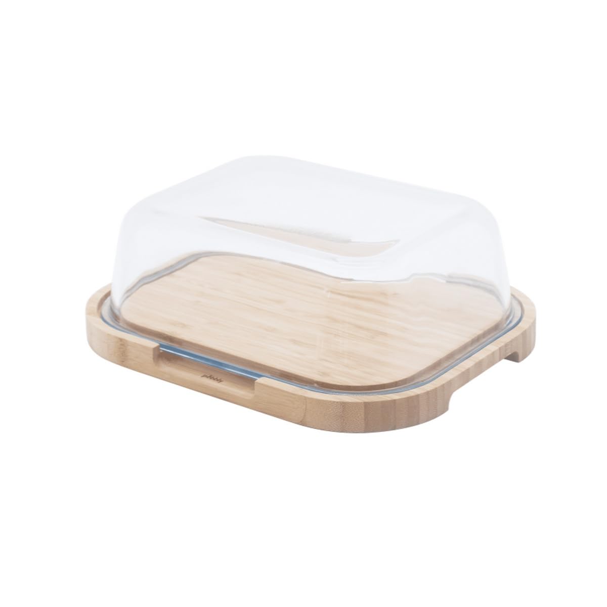 pebbly-bo-te-fromage-en-verre-et-bambou-avec-plateau-27-x-21-5-x-9-5-cm-pour-3-4 image 1