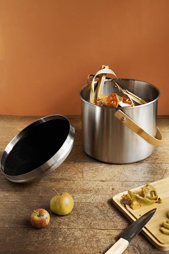 pebbly-seau-compost-d-int-rieur-en-inox-et-anse-en-bambou-7-l-avec-filtre-anti-o image 5