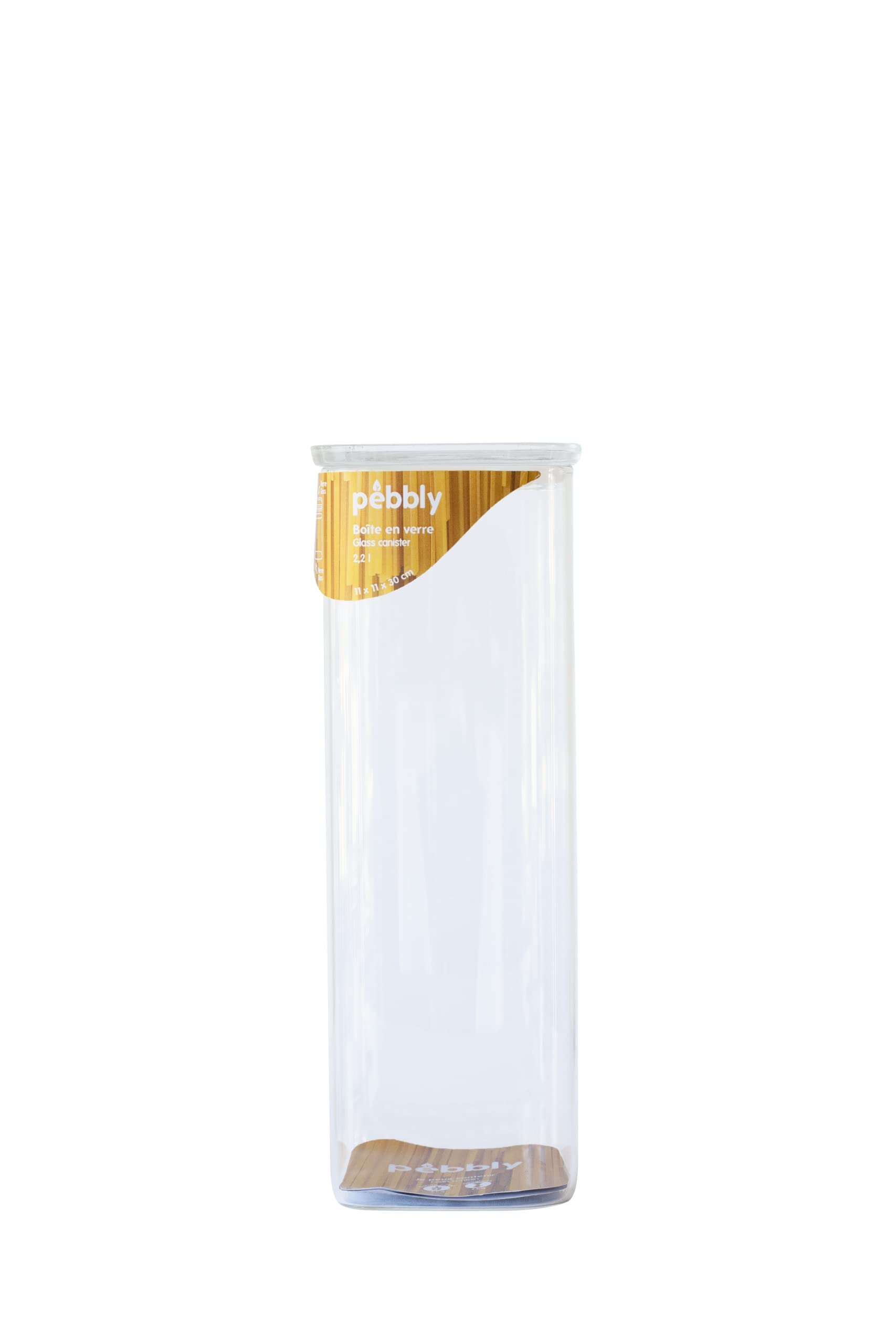 pebbly-bo-te-de-conservation-en-verre-carr-e-haute-avec-couvercle-en-verre-500-m image 1