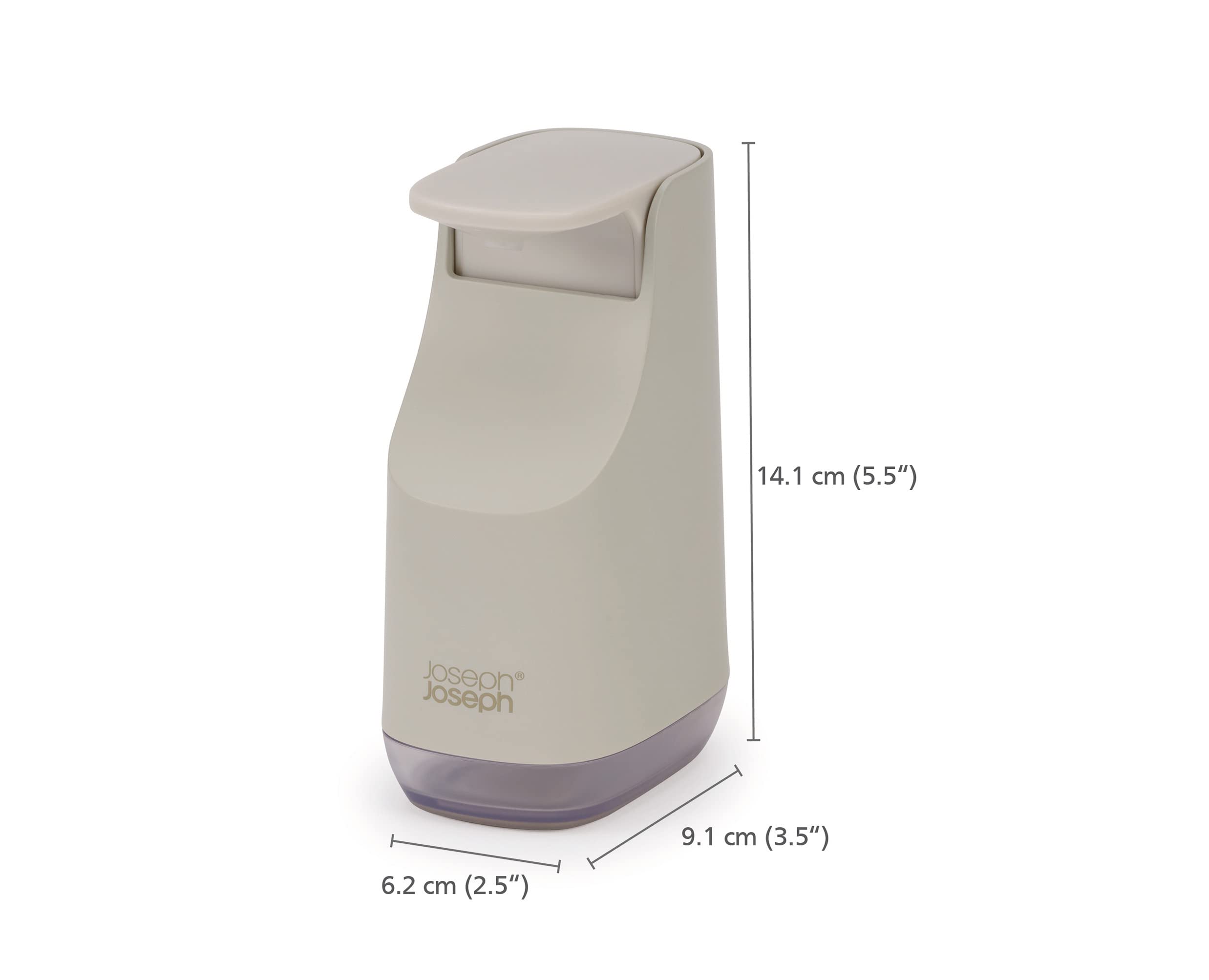 joseph-joseph-distributeur-de-savon-compact-anti-goutte-rechargeable-cru-beige image 2