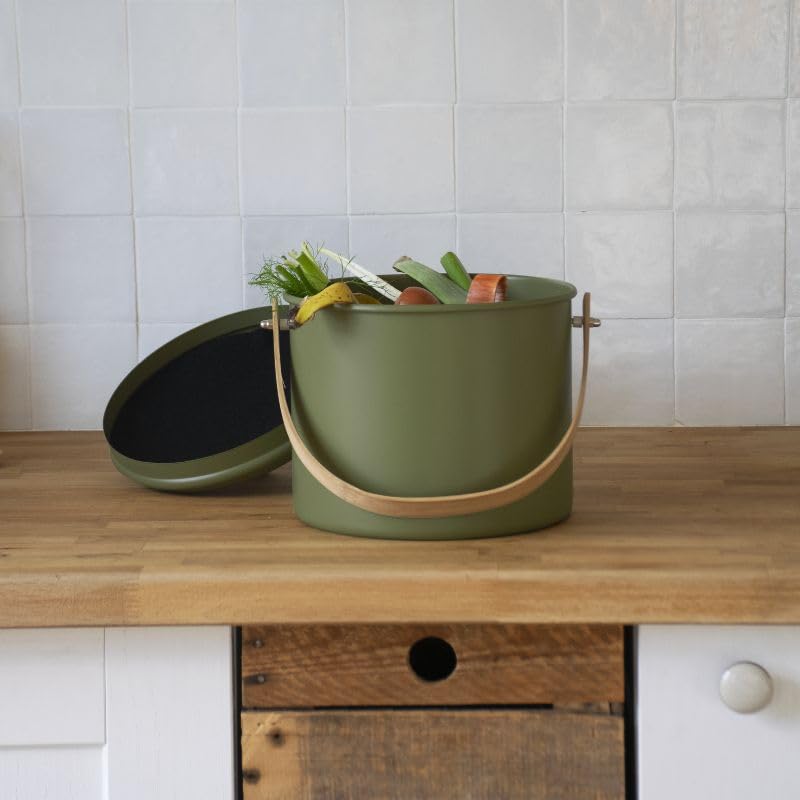 seau-compost-d-int-rieur-pebbly-en-acier-et-bambou-7-l-avec-filtre-charbon-vert- image 2