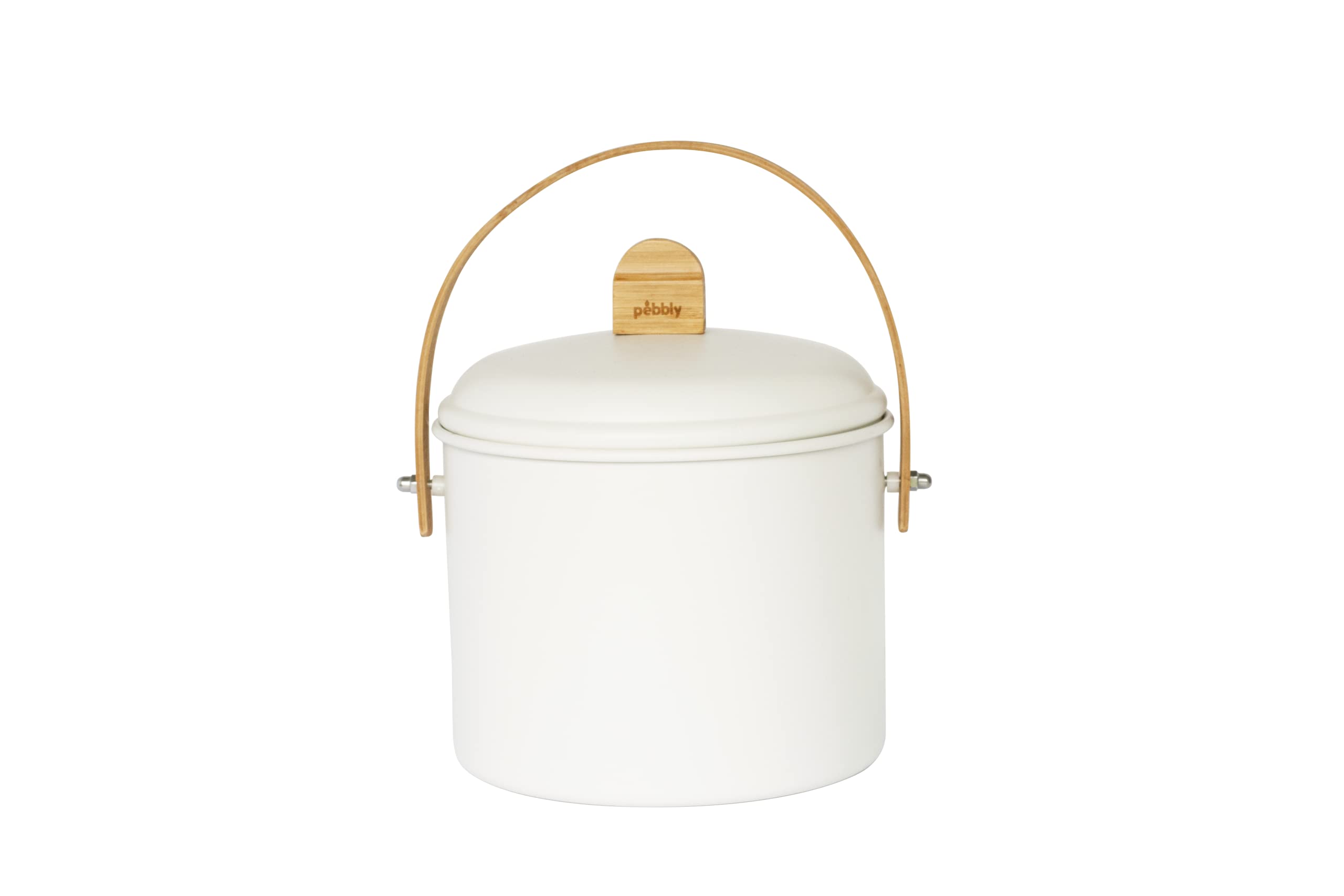 pebbly-seau-compost-d-int-rieur-en-acier-avec-anse-en-bambou-3-5-l-cr-me-filtre- image 1