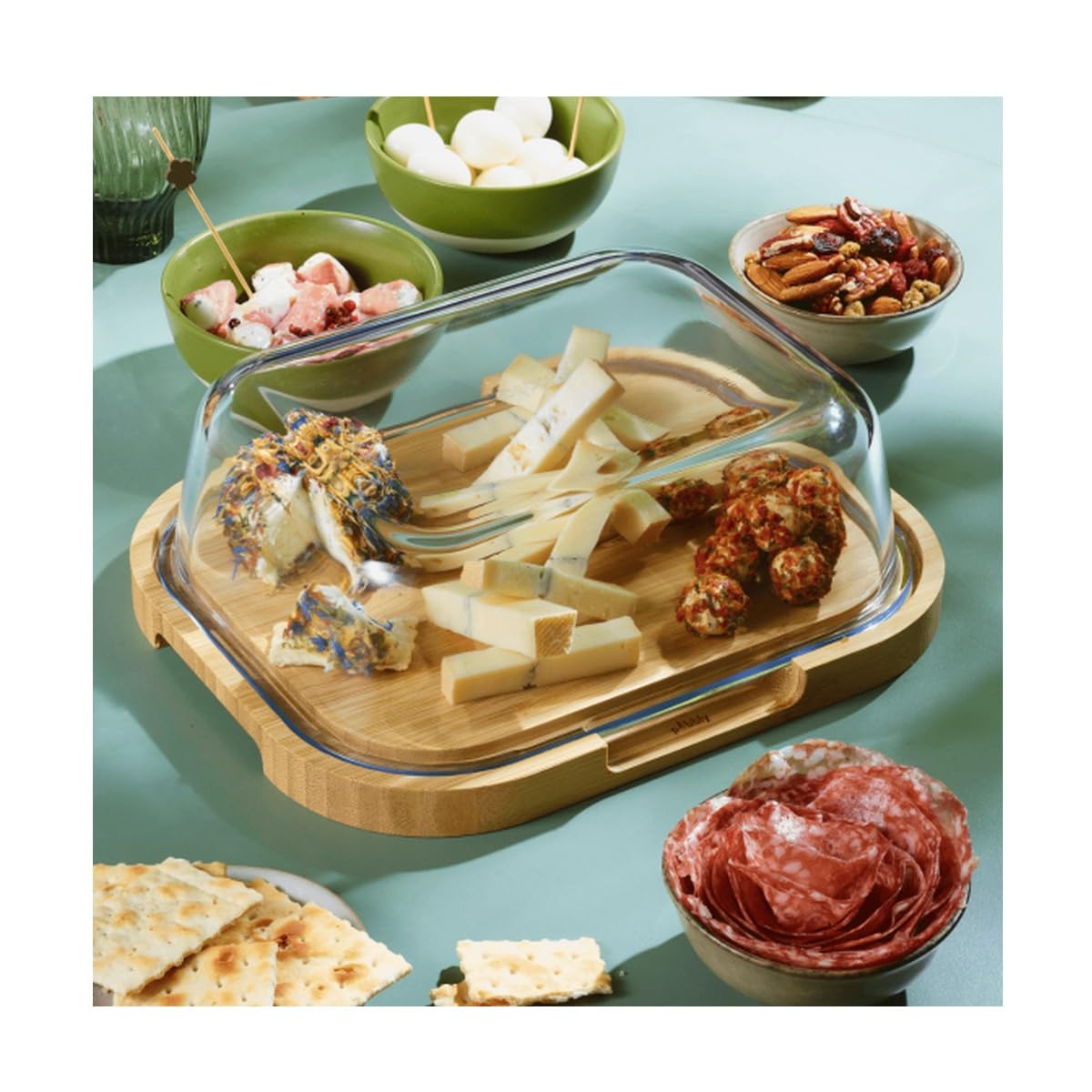 pebbly-bo-te-fromage-en-verre-et-bambou-avec-plateau-27-x-21-5-x-9-5-cm-pour-3-4 image 5