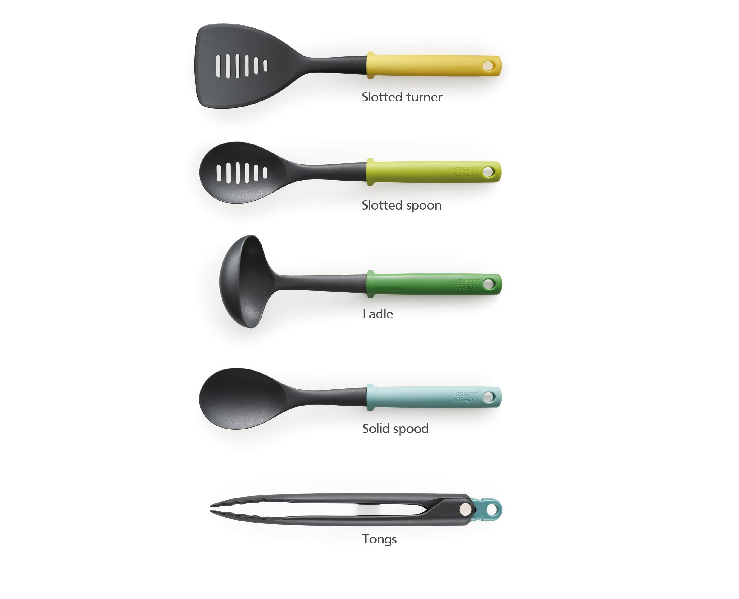 joseph-joseph-duo-ensemble-d-ustensiles-de-cuisine-5-pi-ces-avec-support-poign-e image 2