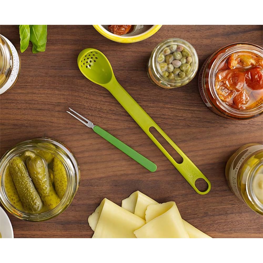 joseph-joseph-scoop-pick-2-en-1-cuill-re-et-fourchette-olive-avec-drainage-vert image 2