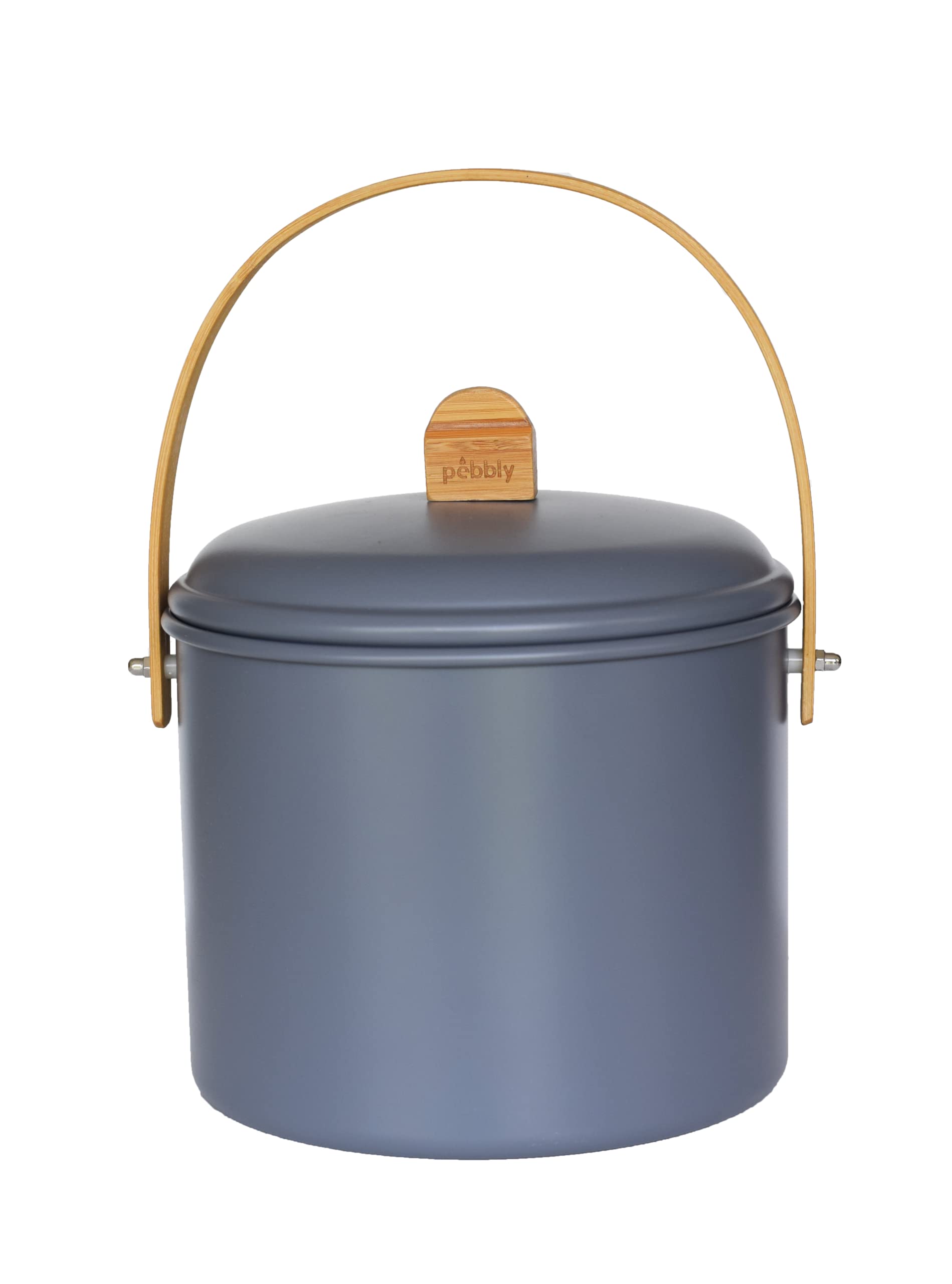 seau-compost-d-int-rieur-pebbly-en-acier-et-bambou-7-l-filtre-charbon-inclus-gri image 1