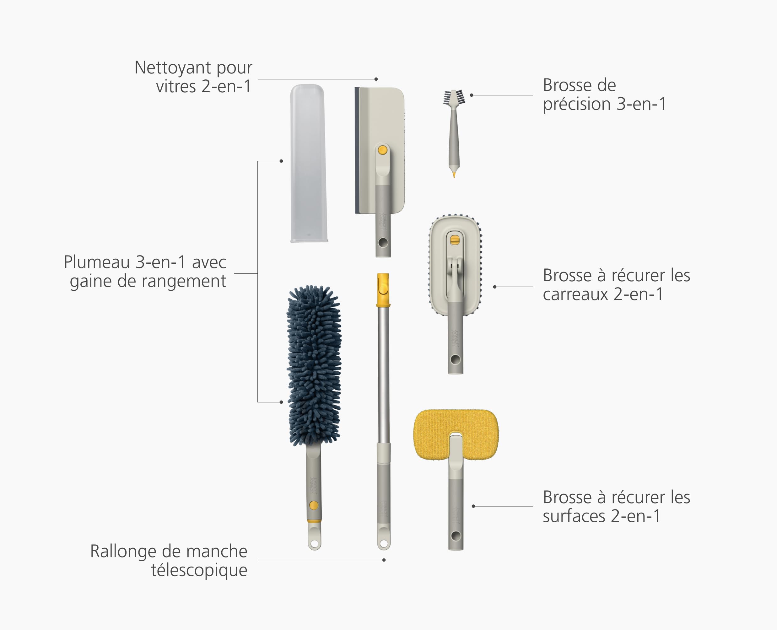 set-de-nettoyage-joseph-joseph-cleantech-avec-perche-t-lescopique-5-outils-pour- image 4