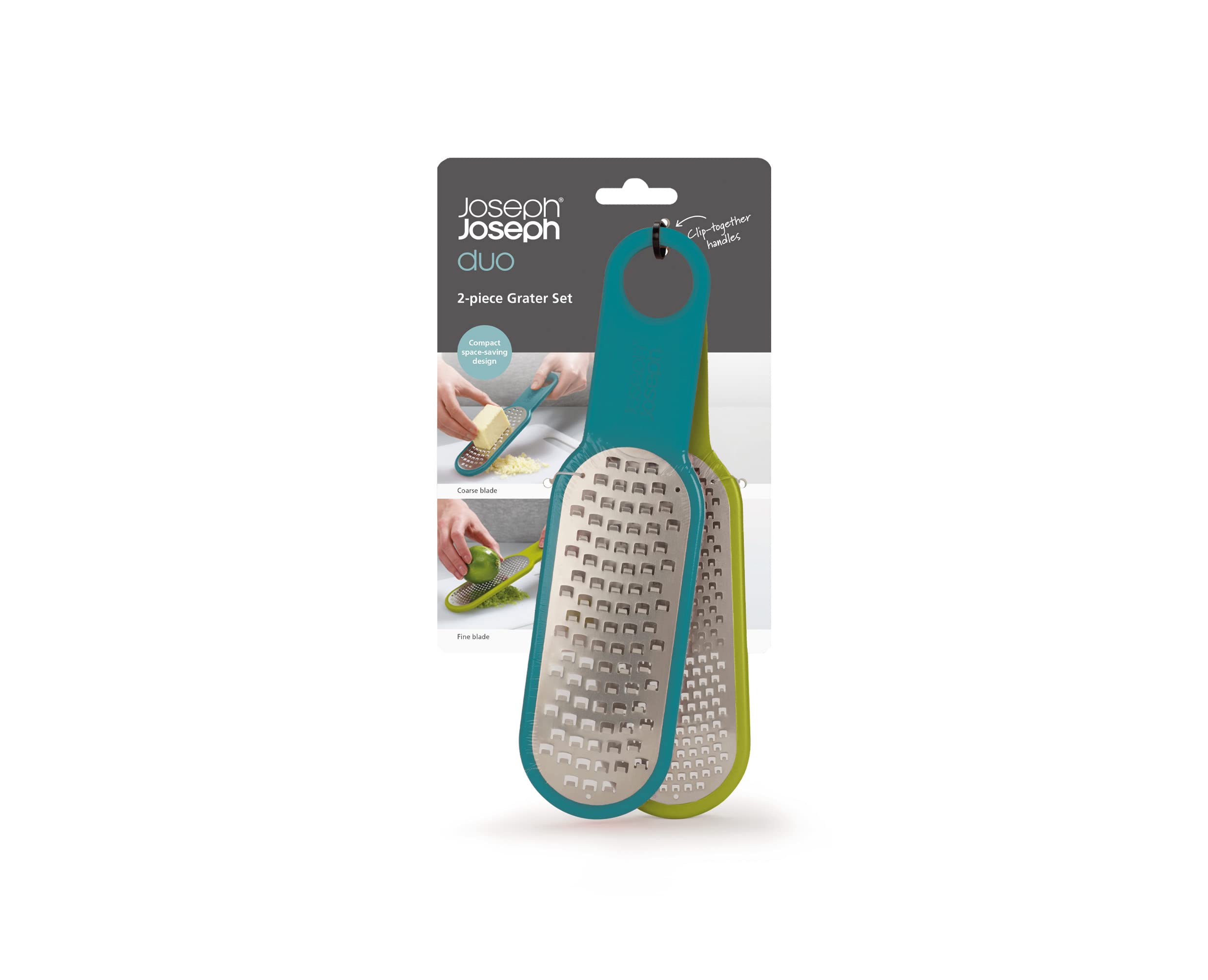 joseph-joseph-duo-set-de-2-r-pes-de-cuisine-lame-inox-grossi-re-et-fine-opale-ve image 2