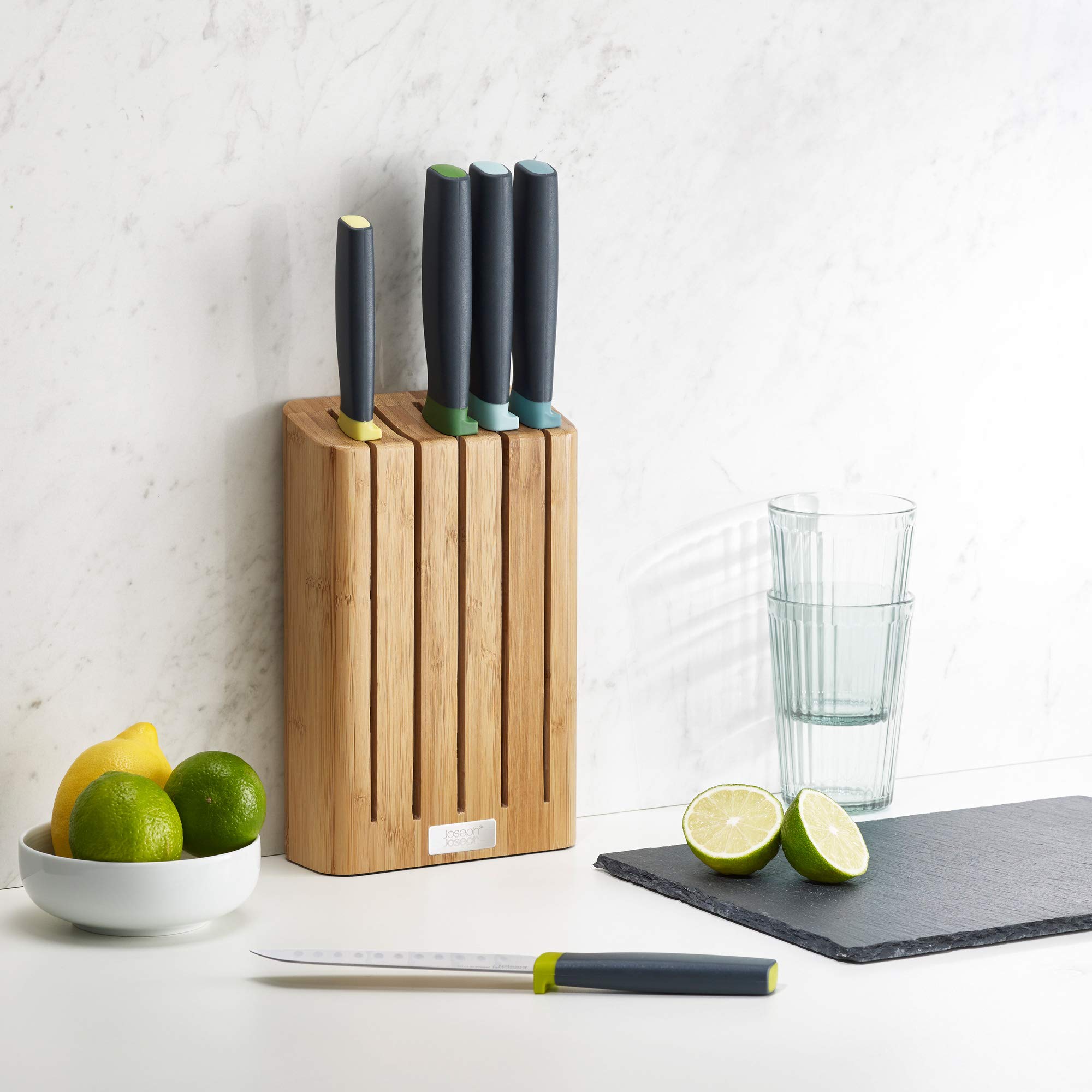 joseph-joseph-elevate-lot-de-5-couteaux-de-cuisine-avec-bloc-en-bambou-acier-jap image 5