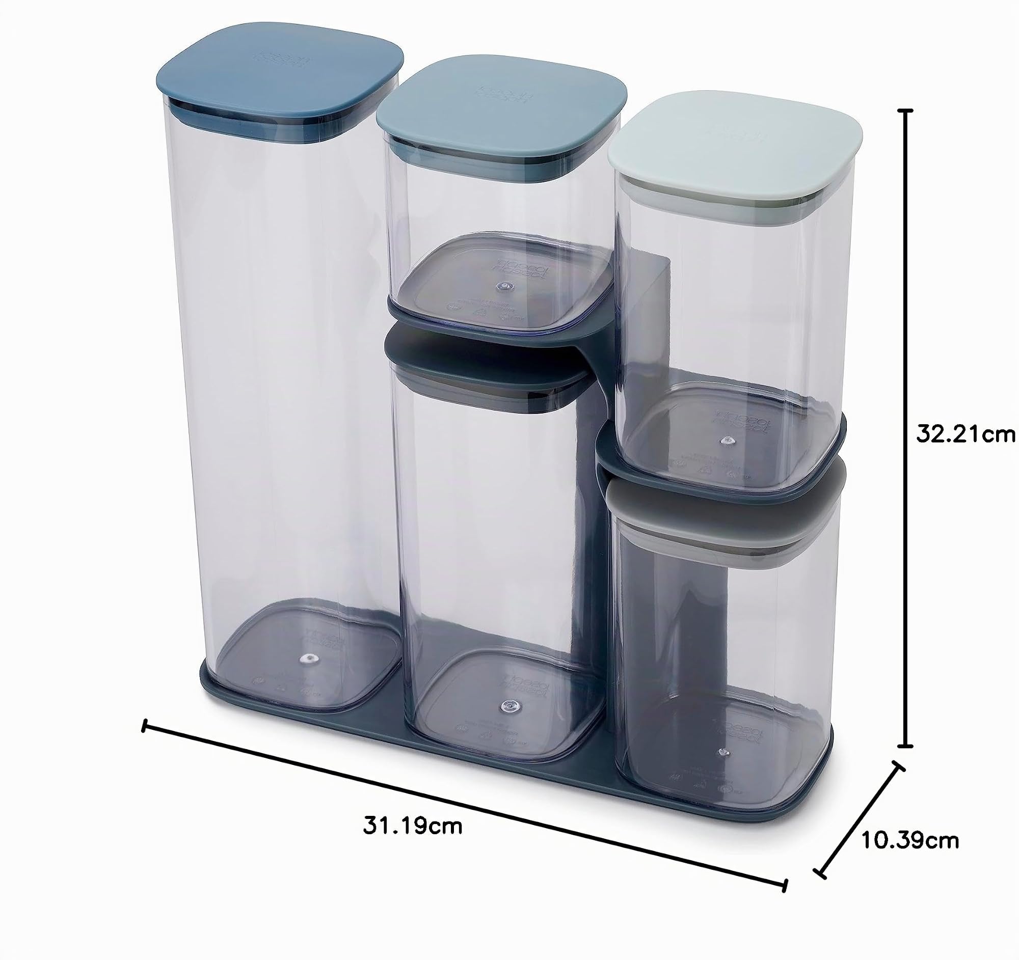 joseph-joseph-podium-lot-de-5-bocaux-herm-tiques-avec-support-transparent-bleu image 6