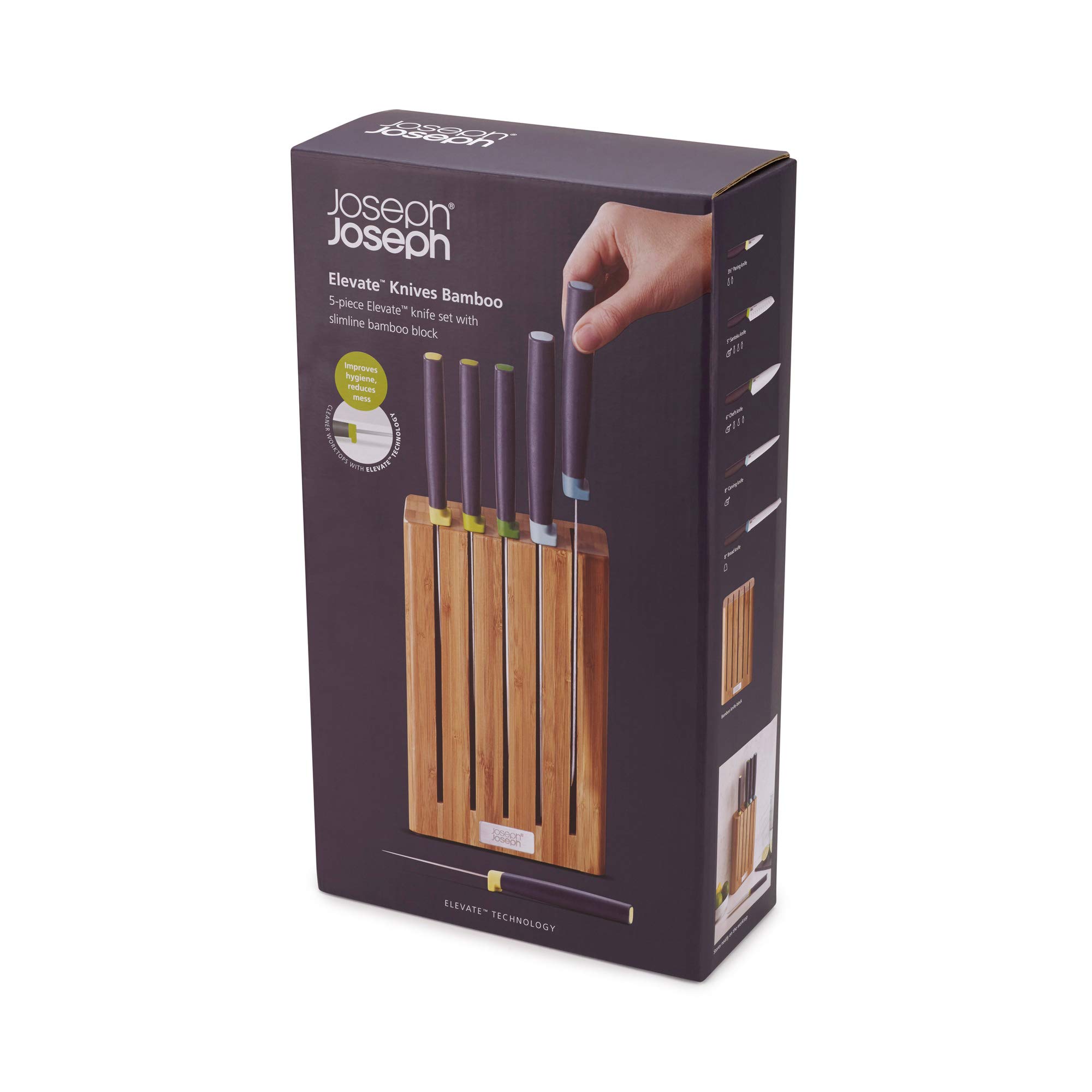 joseph-joseph-elevate-lot-de-5-couteaux-de-cuisine-avec-bloc-en-bambou-acier-jap image 8