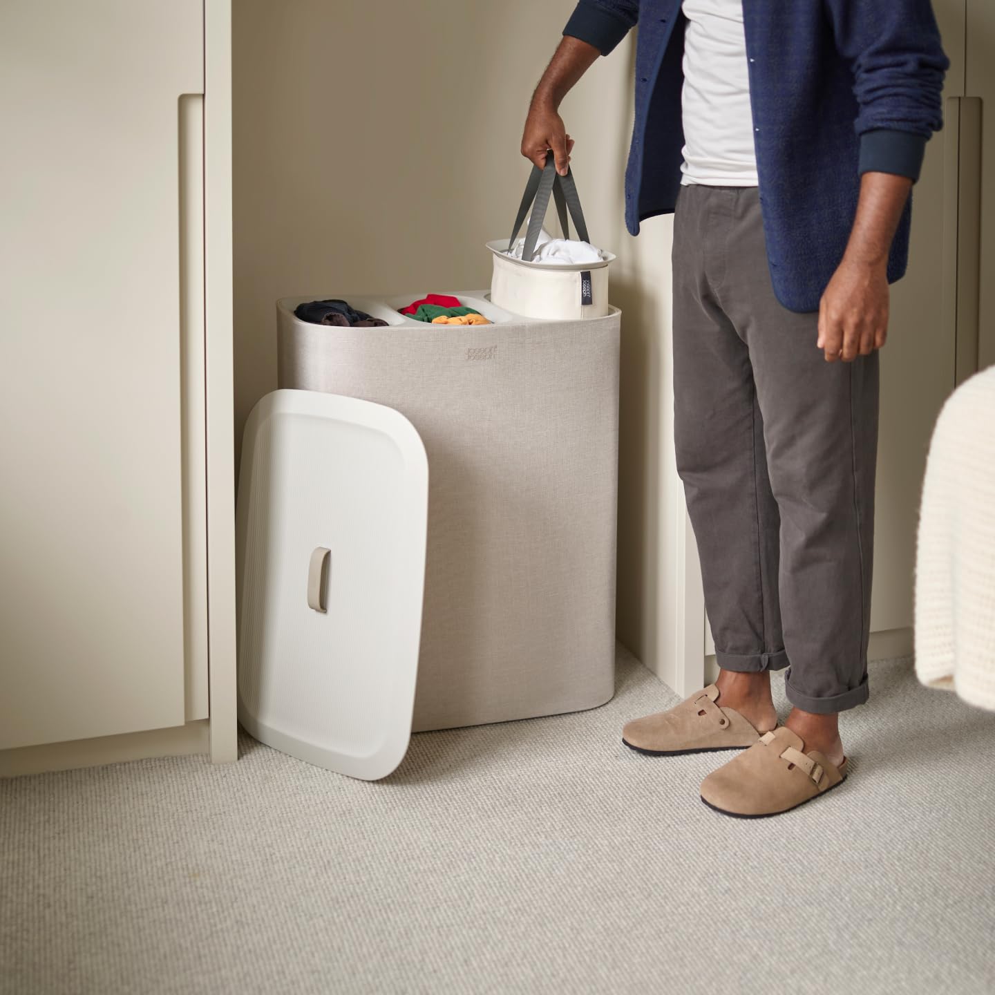 joseph-joseph-tota-trio-panier-linge-90l-avec-3-sacs-amovibles-beige-s-paration- image 5