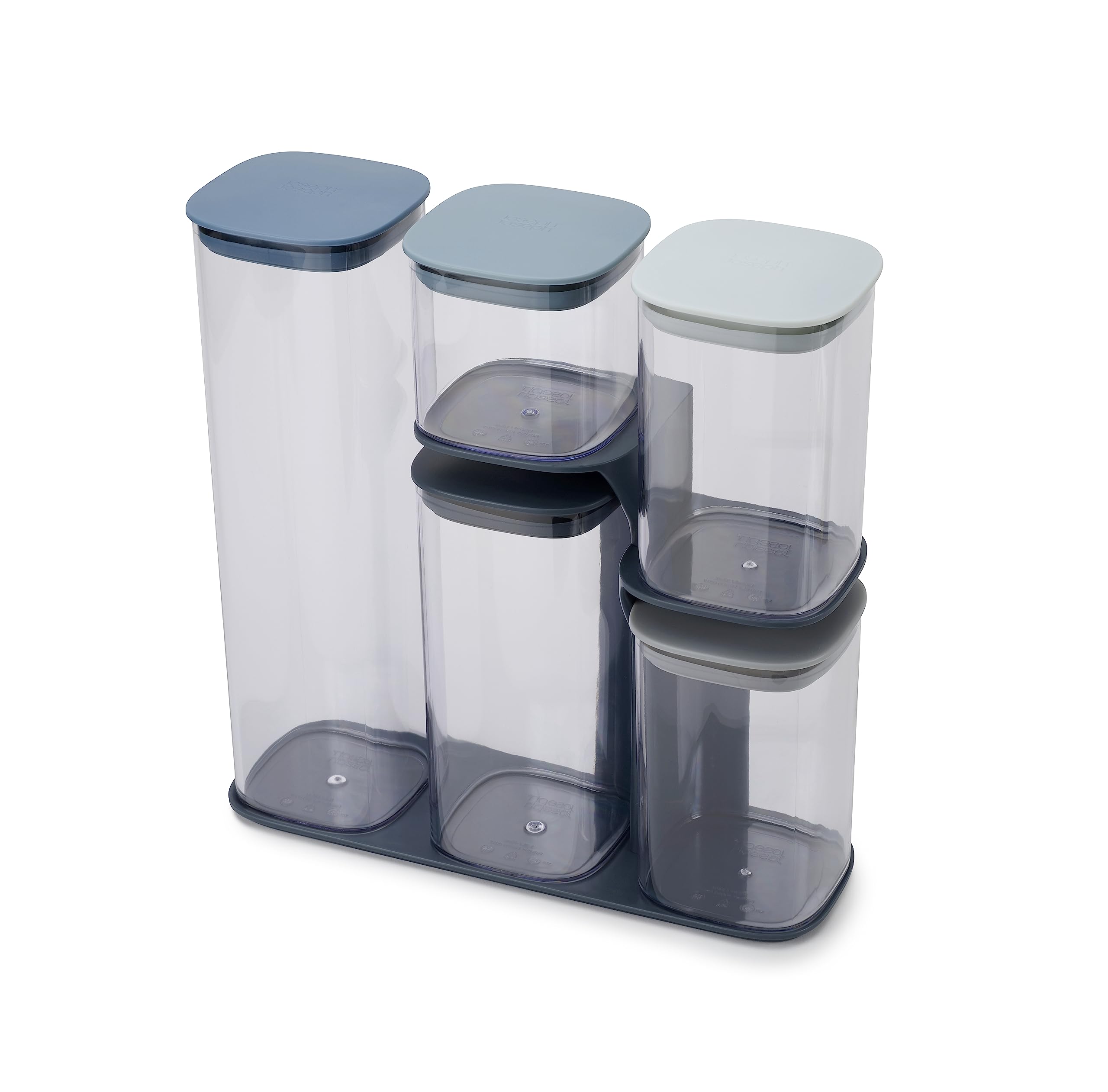 joseph-joseph-podium-lot-de-5-bocaux-herm-tiques-avec-support-transparent-bleu image 5