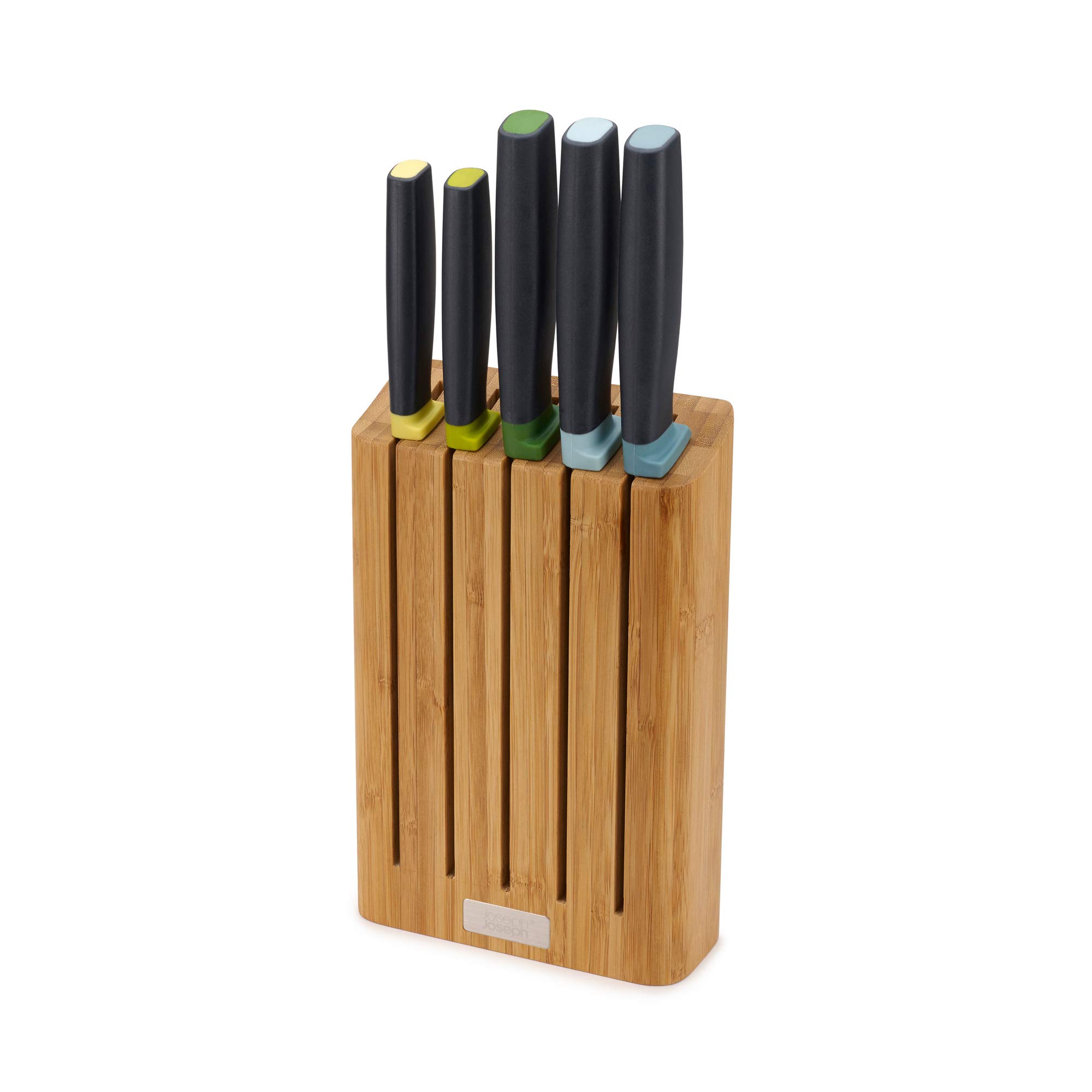 joseph-joseph-elevate-lot-de-5-couteaux-de-cuisine-avec-bloc-en-bambou-acier-jap image 1