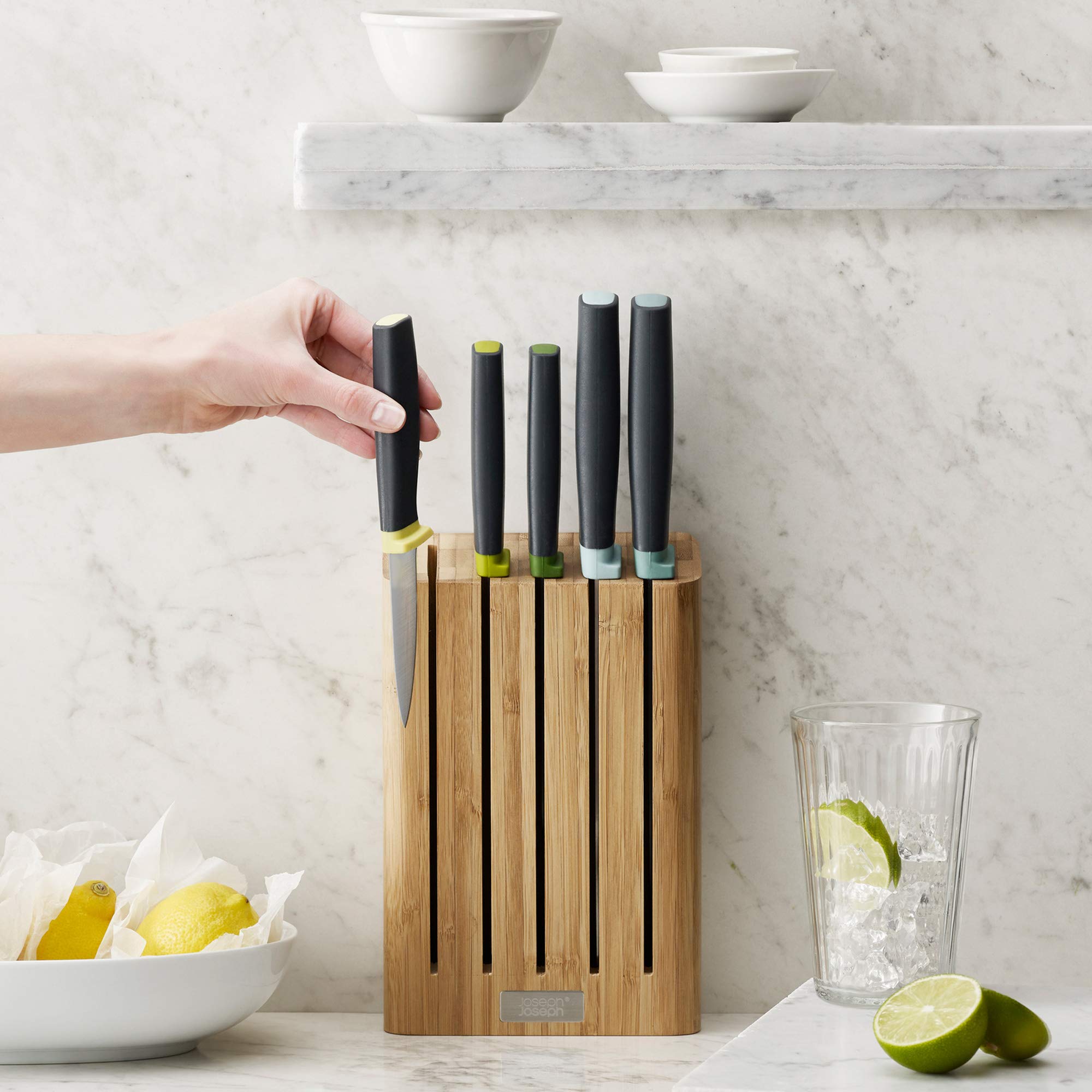 joseph-joseph-elevate-lot-de-5-couteaux-de-cuisine-avec-bloc-en-bambou-acier-jap image 6