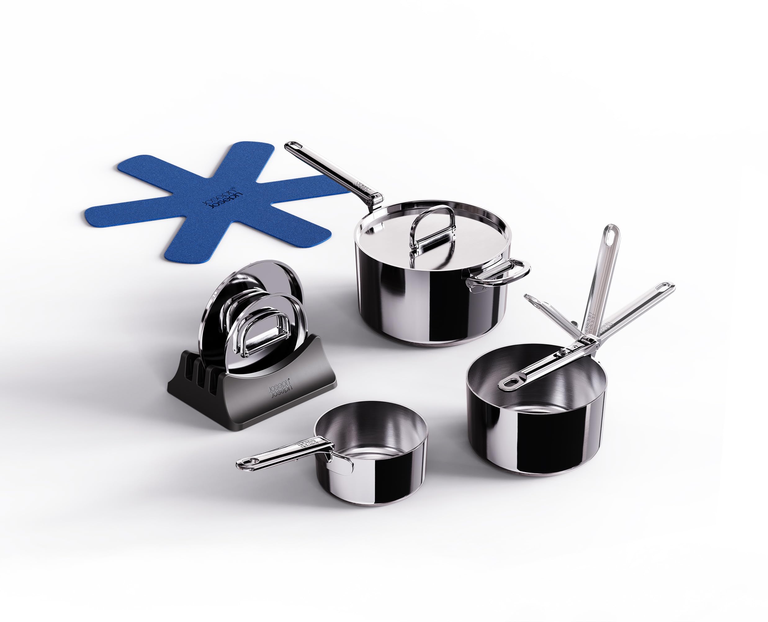 joseph-joseph-space-steel-set-de-3-casseroles-en-inox-avec-poign-es-pliantes-et- image 1