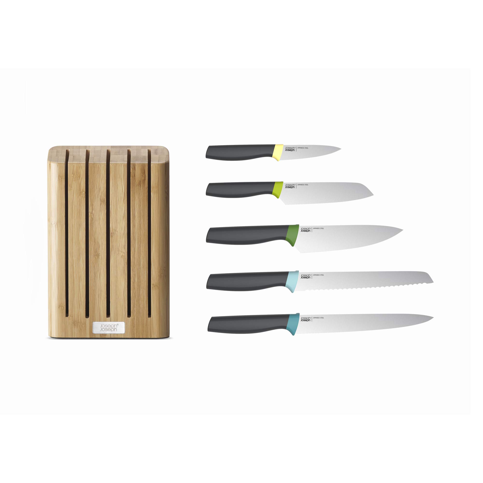 joseph-joseph-elevate-lot-de-5-couteaux-de-cuisine-avec-bloc-en-bambou-acier-jap image 3
