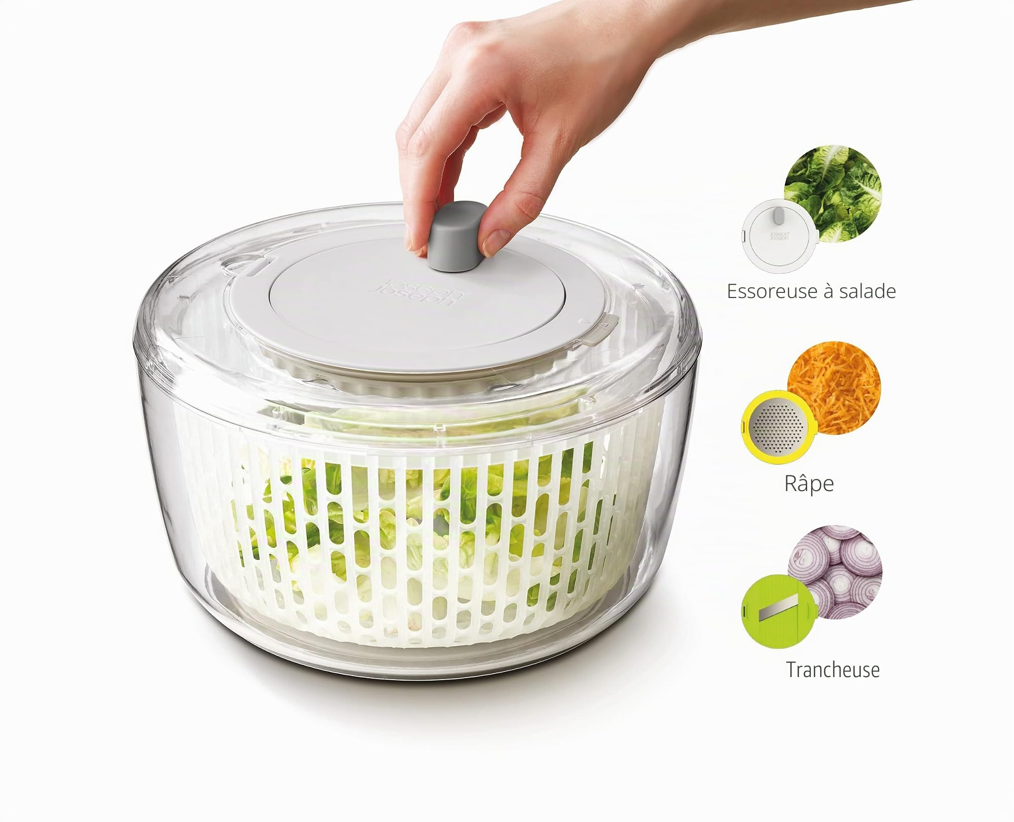 joseph-joseph-duo-set-de-pr-paration-de-salade-3-pi-ces-essoreuse-r-pe-et-minceu image 2