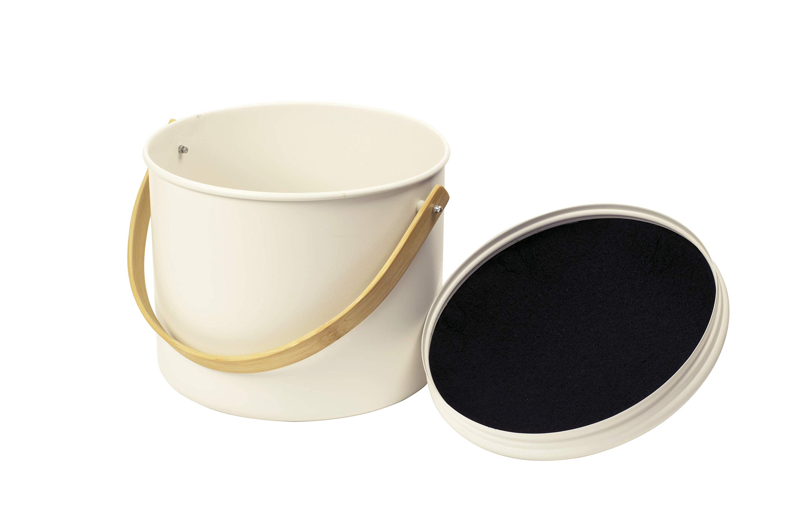 pebbly-seau-compost-d-int-rieur-en-m-tal-7-l-avec-anse-bambou-et-filtre-charbon- image 1