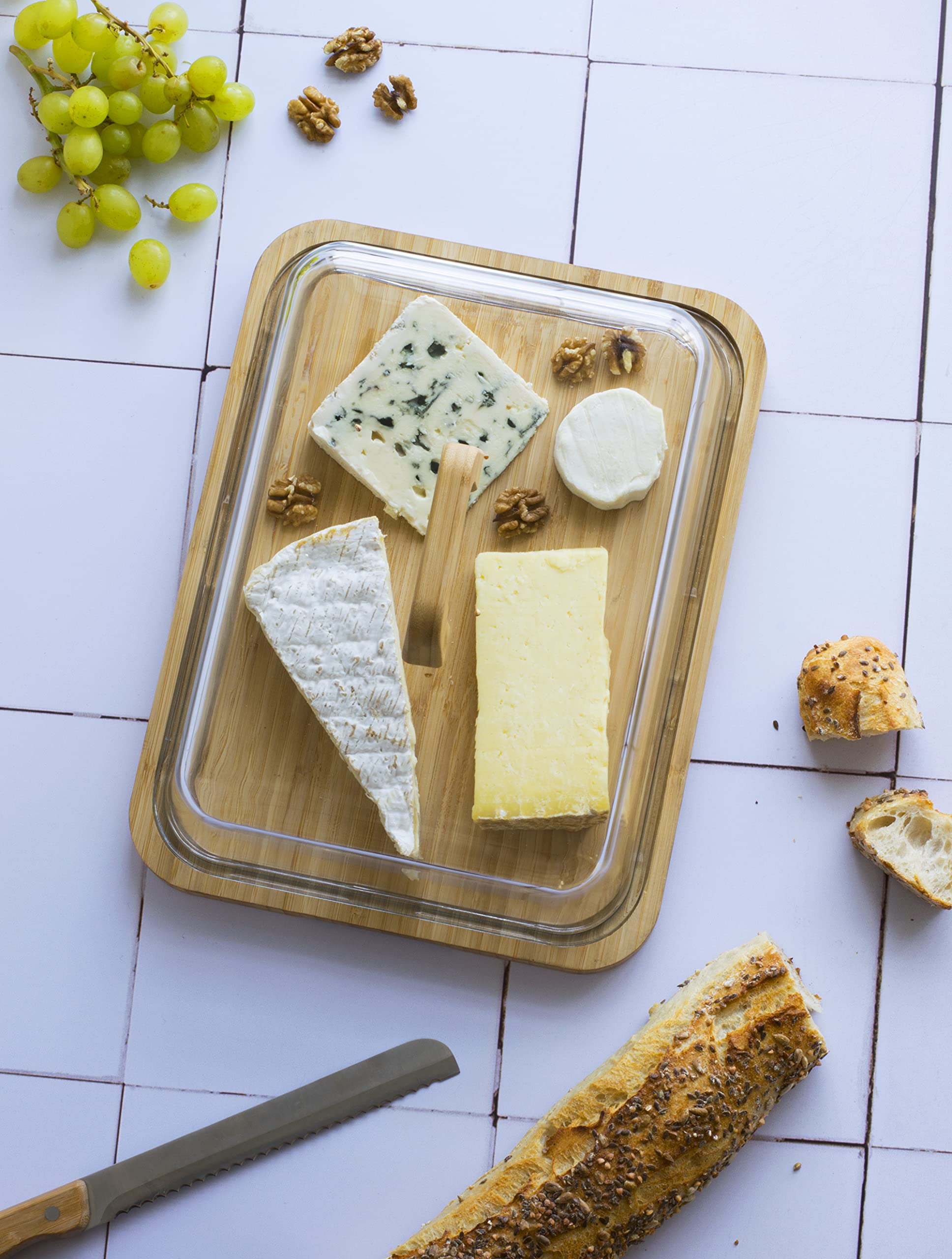 bo-te-fromages-pebbly-avec-cloche-en-verre-et-plateau-en-bambou-36x27x13-5-cm-po image 4
